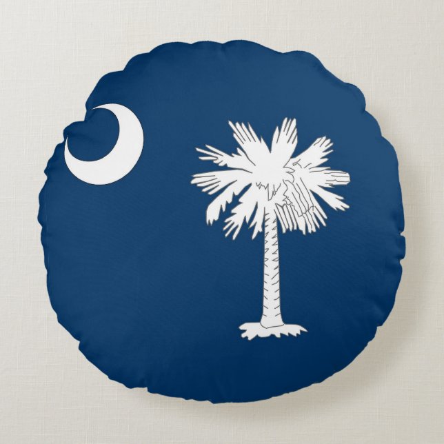 Rundwurfkissen mit der Flagge von South Carolina Rundes Kissen (Vorderseite)