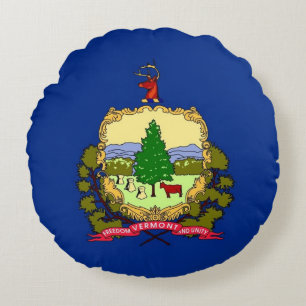 Rundwurfkissen mit der Flagge von Vermont, USA Rundes Kissen