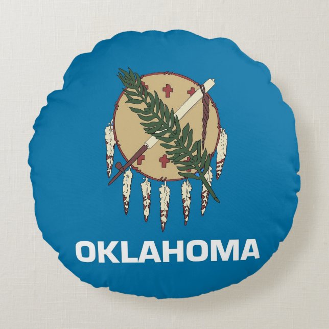 Rundwurfkissen mit Fahne Oklahoma Rundes Kissen (Vorderseite)