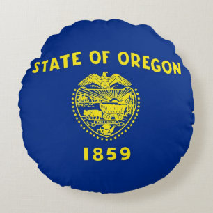 Rundwurfkissen mit Fahne von Oregon Rundes Kissen