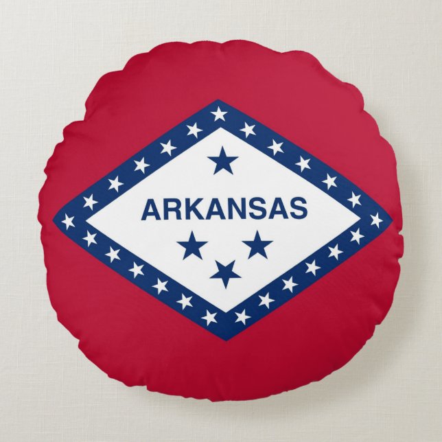 Rundwurfkissen mit Flagge von Arkansas, USA Rundes Kissen (Vorderseite)