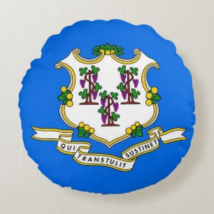Rundwurfkissen mit Flagge von Connecticut, USA Rundes Kissen