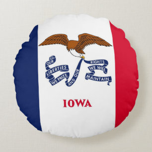 Rundwurfkissen mit Flagge von Iowa, USA Rundes Kissen