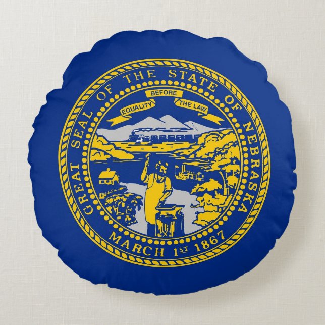 Rundwurfkissen mit Flagge von Nebraska, USA Rundes Kissen (Vorderseite)