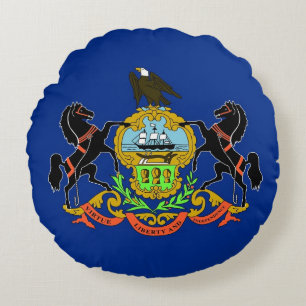 Rundwurfkissen mit Flagge von Pennsylvania Rundes Kissen