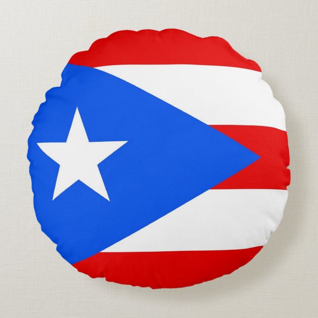 Rundwurfkissen mit Flagge von Puerto Rico Rundes Kissen (Vorderseite)