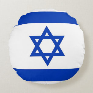 Rundwurfkissen mit israelischer Flagge Rundes Kissen