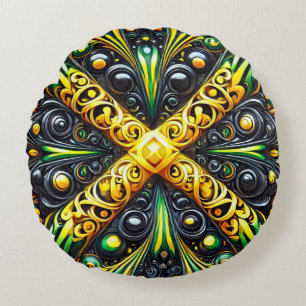 Rundwurfkissen mit jamaikanischen Farben Rundes Kissen