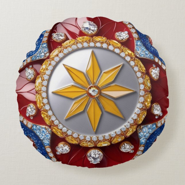 Rundwurfkissen mit kolumbianischen Farben Rundes Kissen (Vorderseite)