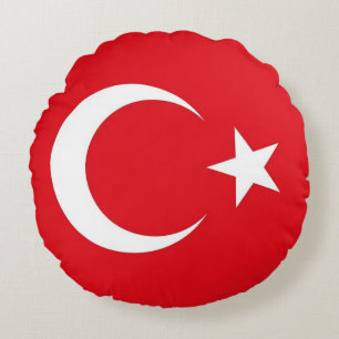 Rundwurfkissen mit türkischer Flagge Rundes Kissen