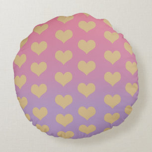 Rundwurfpilz Ombré lilac rosa goldfarbenes Herz Rundes Kissen