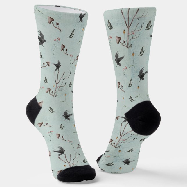 Rune Algiz aus Zweigen und Krähe  Socken (Gewinkelt)