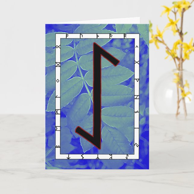 Rune Eihwaz - zentrierte Beharrlichkeit Karte (Gelbe Blume)