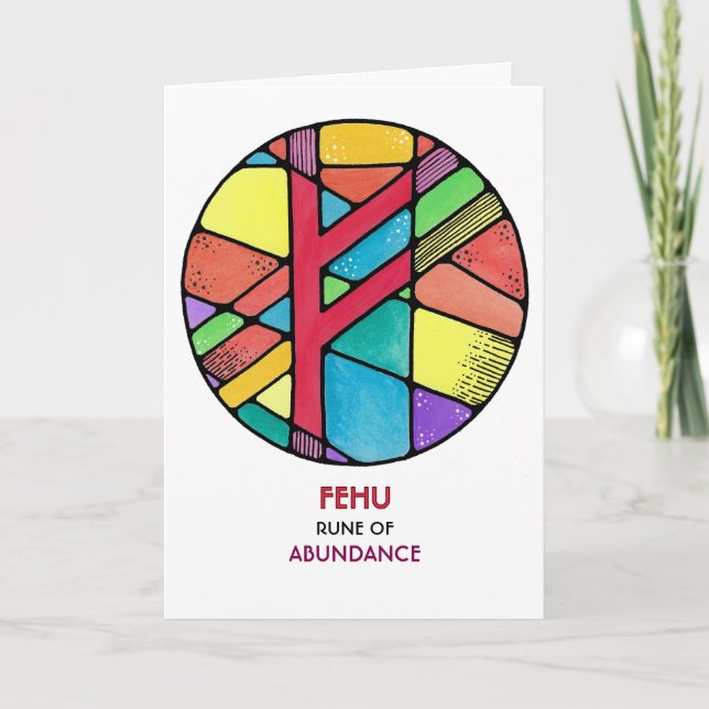 Rune Fehu - Überfluss - Jugendstil Karte (Vorderseite)