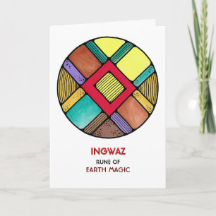 Rune Ingwaz - Earth Magic - Art Nouveau Karte