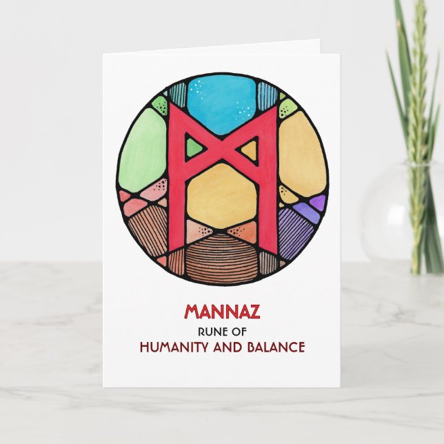 Rune Mannaz - Humanity & Balance - Art Nouveau Karte (Vorderseite)