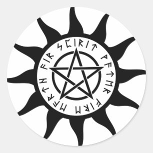 Rune Pentagramm Sun Round Aufkleber