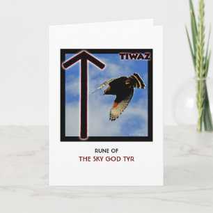 Rune Tiwaz - Sky God Tyr - Hawk Karte