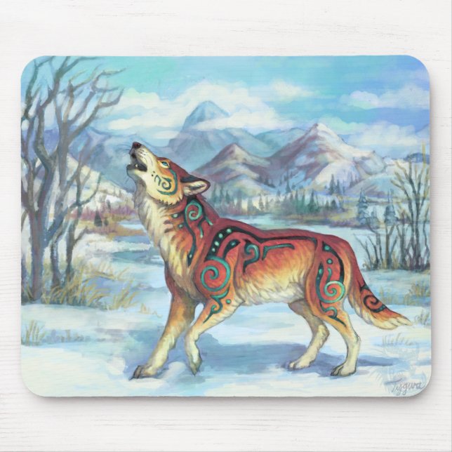 Runen-Winterwolf Mousepad (Vorne)