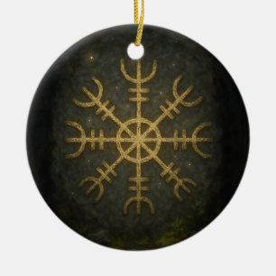 Runestone AEgishjálmur - Ancient Norse Protection Keramik Ornament