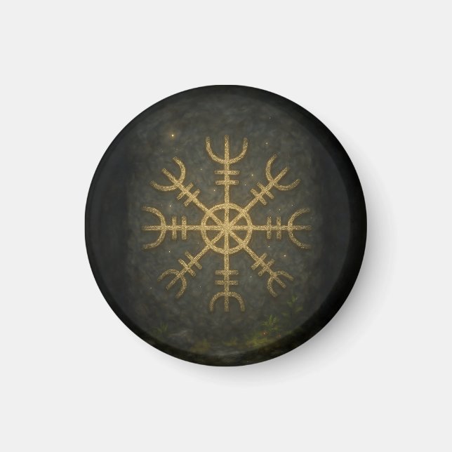 Runestone AEgishjálmur - Ancient Norse Protection  Magnet (Vorne)