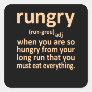 Rungry Definition Halbmarathon Runner Gra Quadratischer Aufkleber