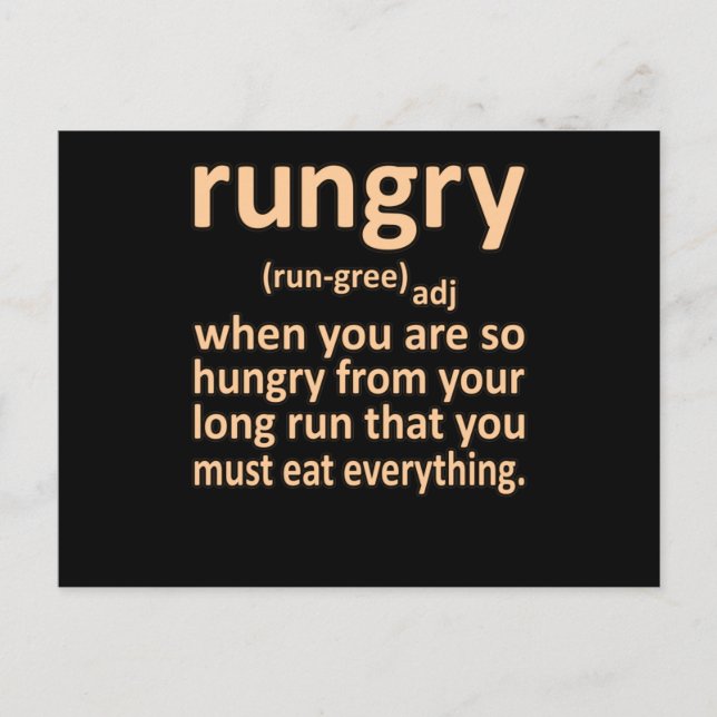 Rungry Definition Half Marathon Runner Running Gra Einladungspostkarte (Vorderseite)
