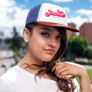 Runher Running Pink Bold Retro Schriftart Motivier Truckerkappe