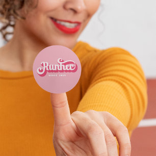 Runher Running Rosa Retro Schriftart Motivierend Runder Aufkleber