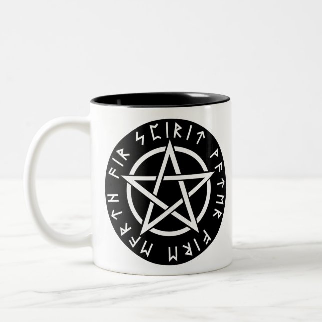 Runic Pentagramm-Kaffeetasse Zweifarbige Tasse (Links)