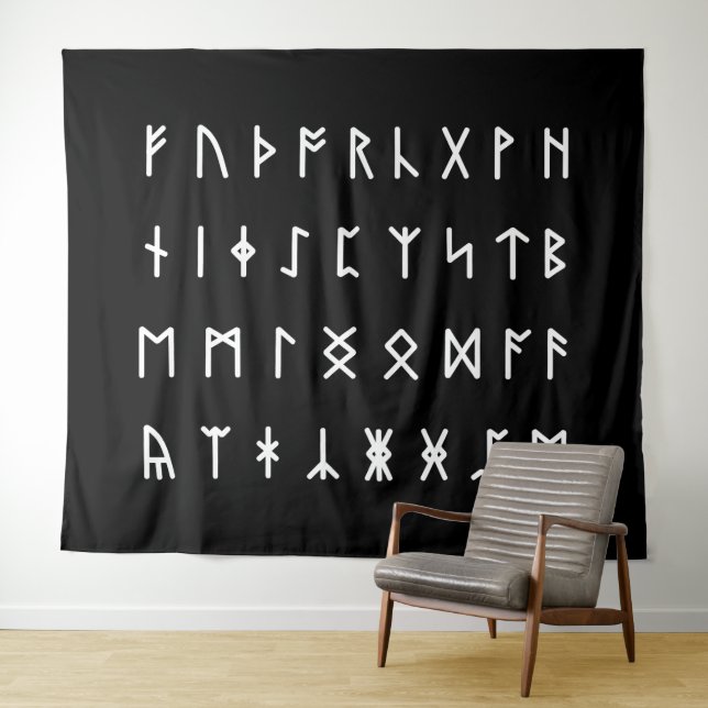Runisches Alphabet [Futhorc] Wandteppich (Beispiel (Horizontal))