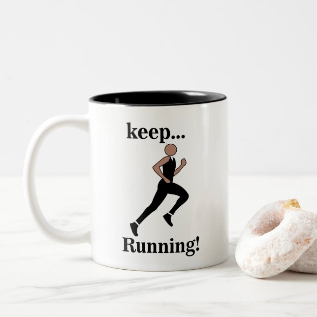 Runner Athlete Marathonläufer Zweifarbige Tasse (Mit Donut)