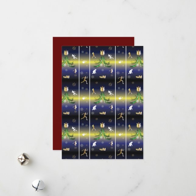 Runner Christmas Tree - Mädchen laufen Feiertagskarte (Vorderseite/Rückseite Beispiel)