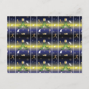 Runner Christmas Tree - Mädchen laufen Postkarte
