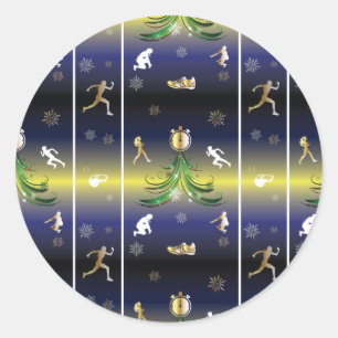 Runner Christmas Tree - Mädchen laufen Runder Aufkleber