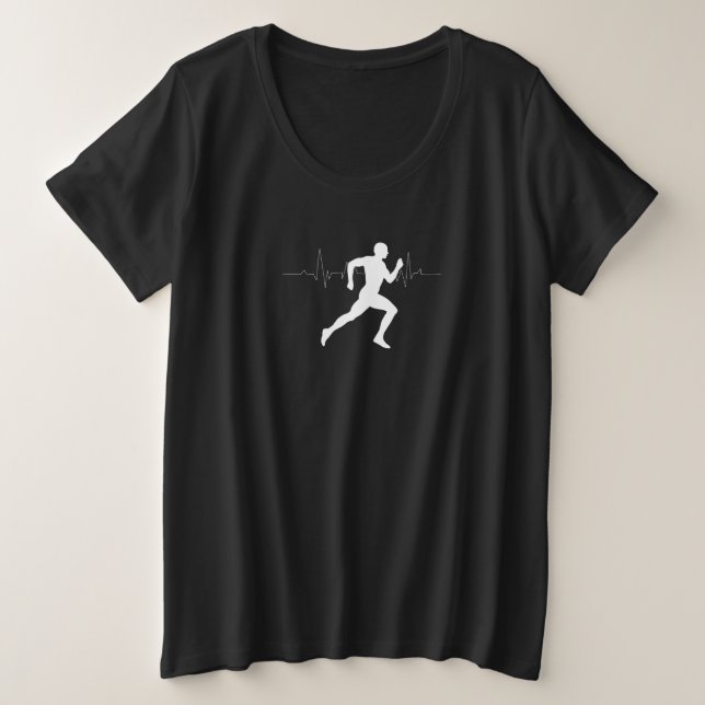 Runner-Silhouette mit Herzschlag Große Größe T-Shirt (Design vorne)