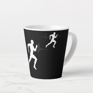 Runner-Silhouette mit Herzschlaglinie Milchtasse