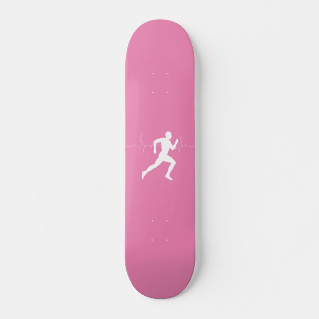 Runner-Silhouette mit Herzschlaglinie Skateboard (Vorne)