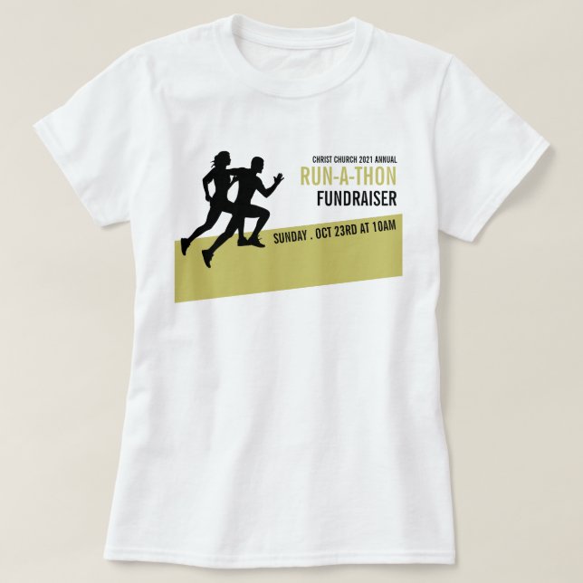 Runner-Silhouette, Wohltätigkeit-Run-Walk-a-Thon-V T-Shirt (Design vorne)