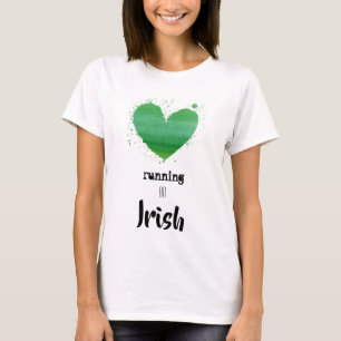 *~* Runner Watercolor Runner Fitness Irish Heart T-Shirt