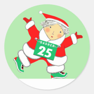 Runner-Weihnachtsfeiertag Runder Aufkleber