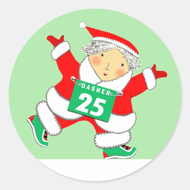 Runner-Weihnachtsfeiertag Runder Aufkleber (Vorderseite)