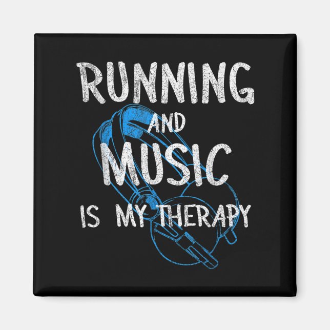 Running And Music Is My Therapy Headphones Design  Magnet (Vorne)
