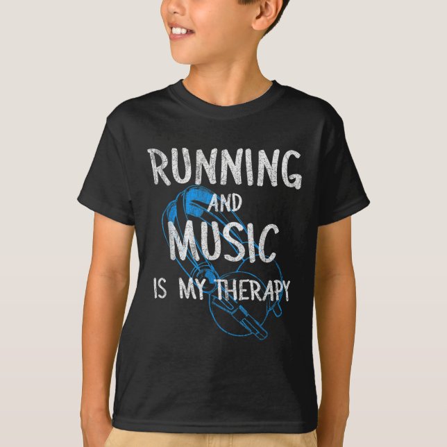 Running And Music Is My Therapy Headphones Design  T-Shirt (Vorderseite)