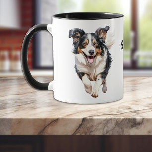 Running Border Collie Hund ergreifen den Tag Tasse