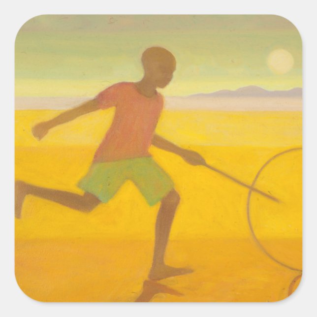Running Boy 2010 Quadratischer Aufkleber (Vorderseite)