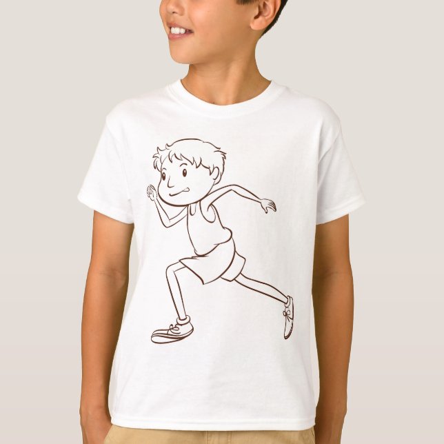 Running Boy Strichmännchen Tee Shirt (Vorderseite)