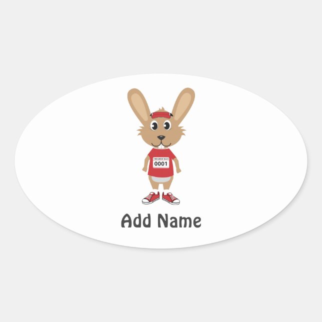 Running Bunny anpassen Ovaler Aufkleber (Vorderseite)