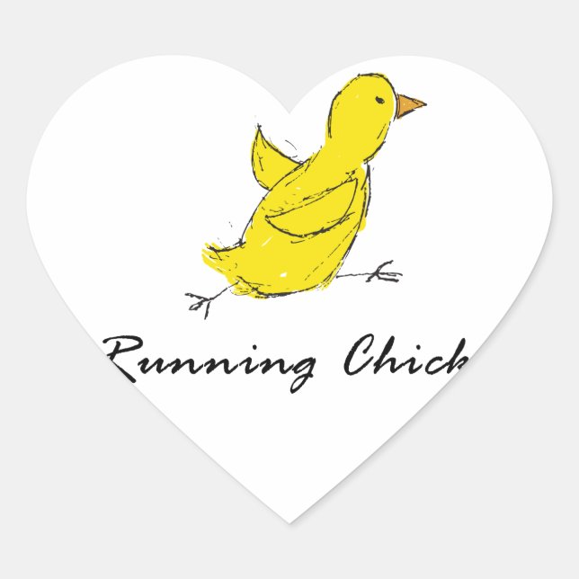 Running Chick Herz-Aufkleber (Vorderseite)