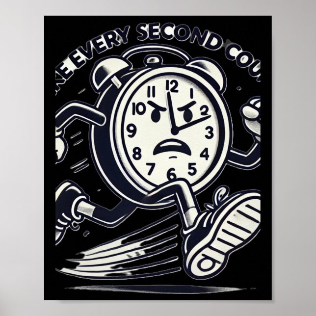 Running Clock Make Every Second Count Sticker  Poster (Vorne)
